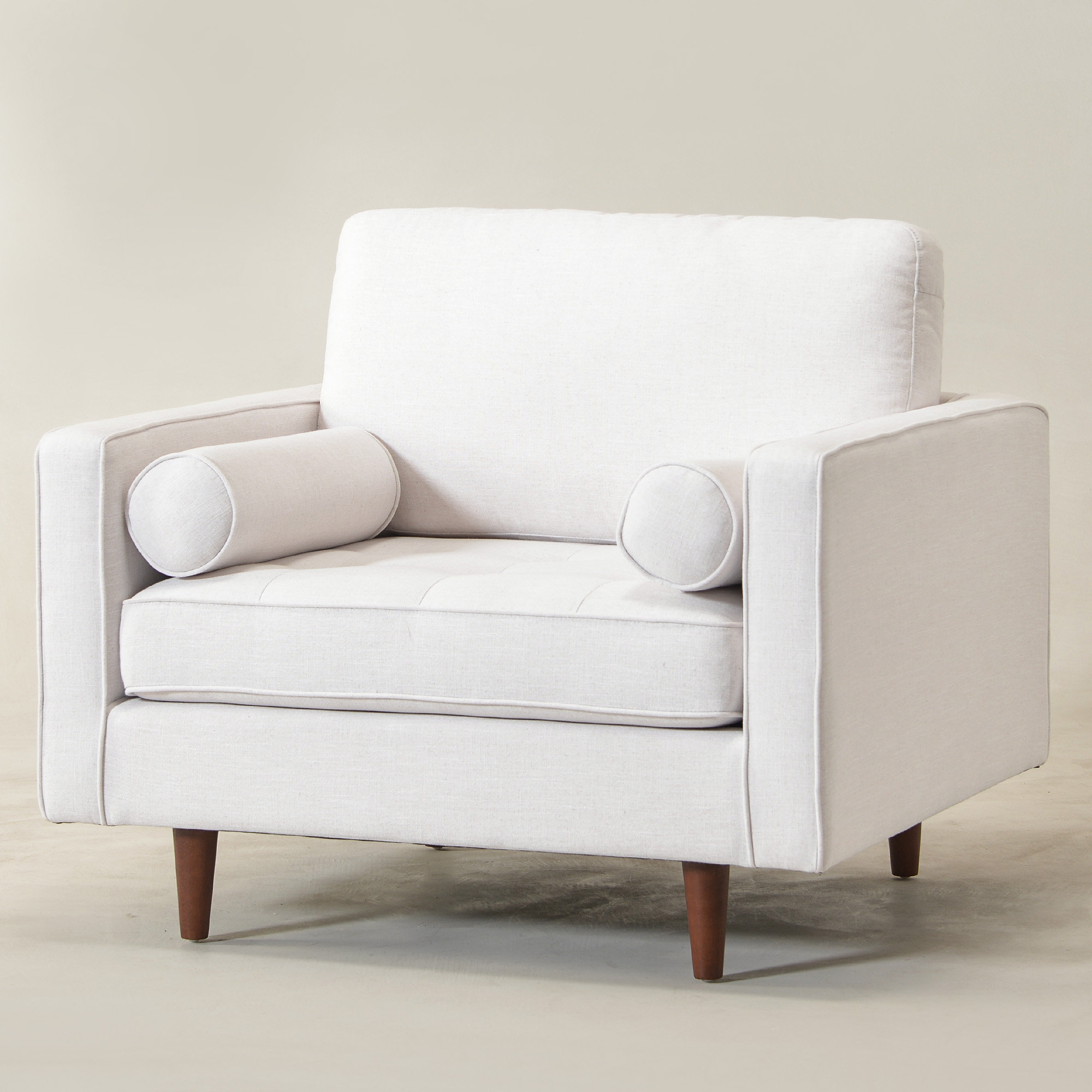  Geo 42" Upholstered Armchair, Ivory Linen