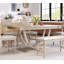 Ensemble de 6 tables de salle à manger en bois 6 pièces avec banc long et 4 chaises, style moderne, naturel