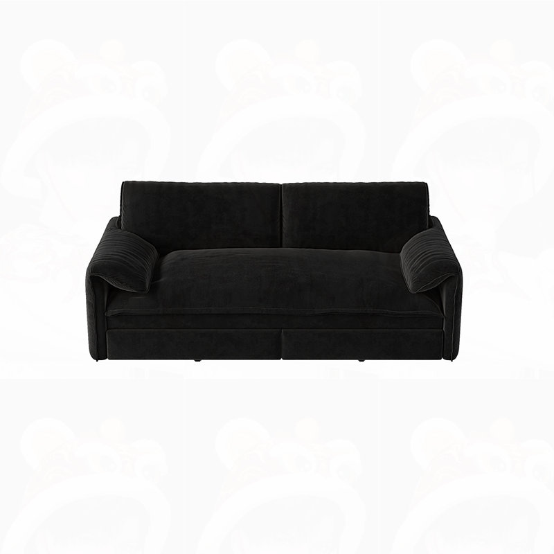 Causeuse-lit en velours multifonctionnel, Noir
