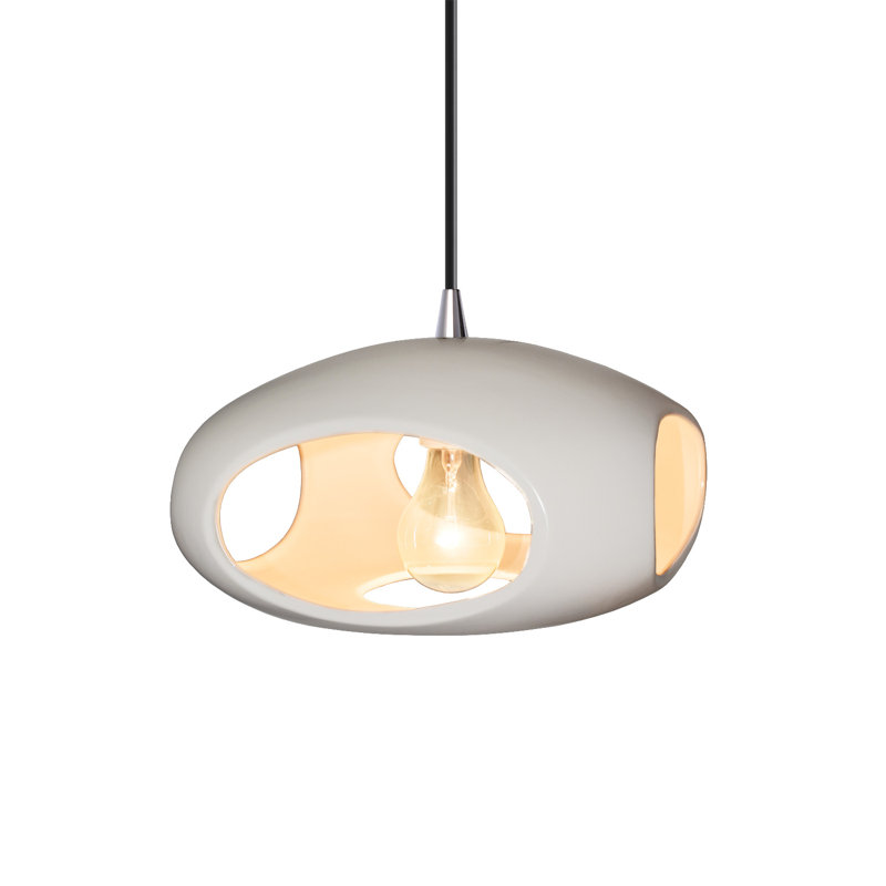 Luminaire suspendu géométrique à 1 lumière Logan, Chrome poli, Bisque