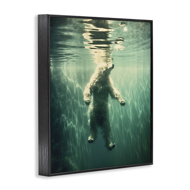 Giclée encadrée d'ours flottant, design par Decent Exposures, H 14 po x l 11 po, Giclée encadrée noir minuit