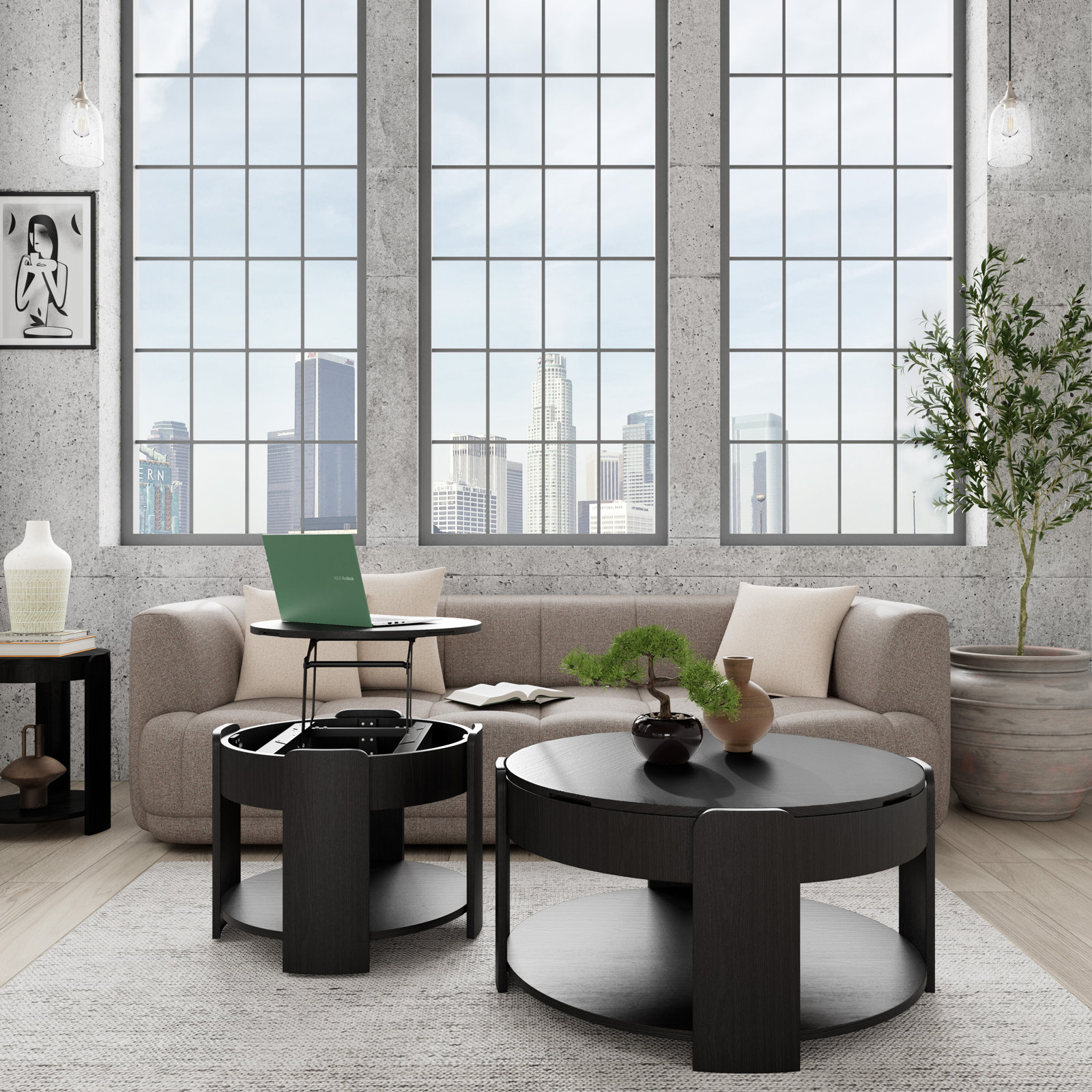 Islay Single Coffee Table with Storage, 18" H x 34.75" L x 34.75" W