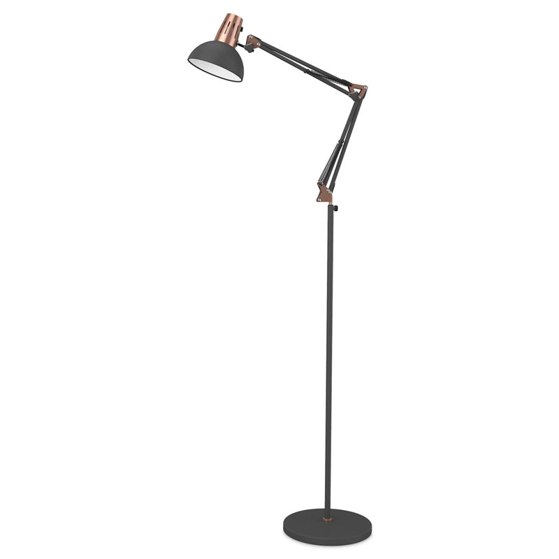 Metal Adjustable Reading Swing Arm Standing Lamp, Sand Black