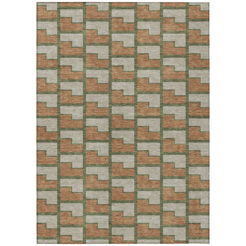 Machine Washable Indoor/Outdoor Lipman ACN2416 Geometric Rug, Rectangle 9' x 12'