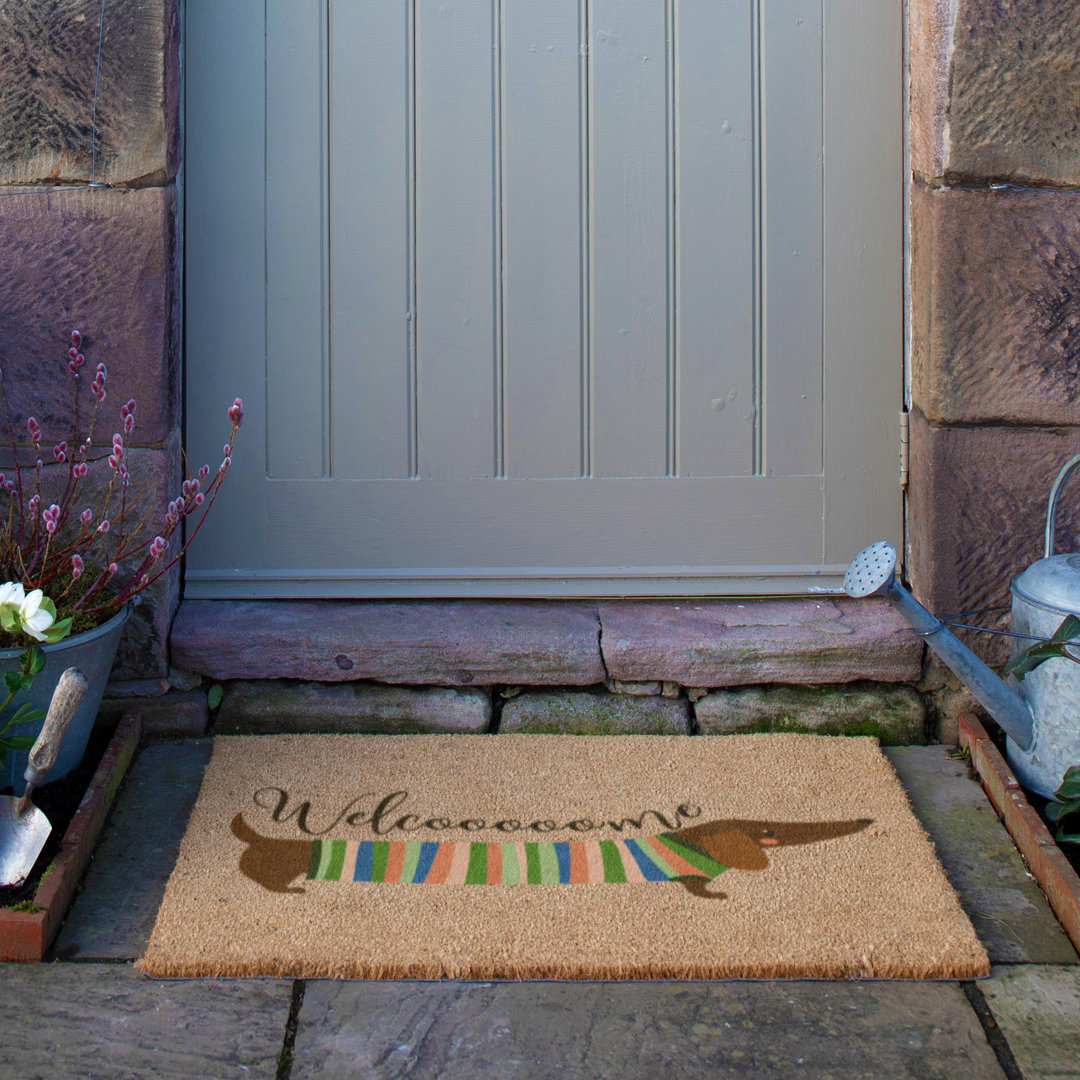 Welcome Sausage Dog Coir Doormat
