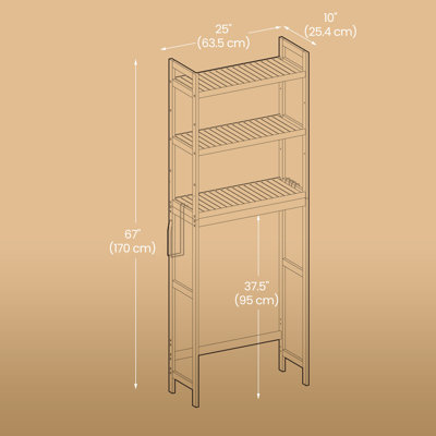 Étagère de rangement à 3 niveaux à installer au-dessus des toilettes, avec tablette ajustable