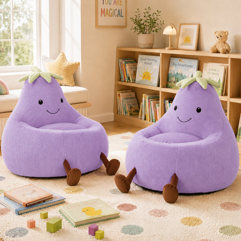 Fauteuil à billes avec aubergine Kannon, 27.56" H x 31.1" W x 30.31" D, Mauve