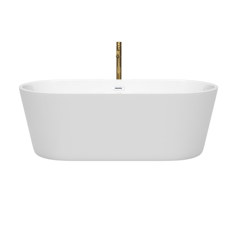Carissa 67'' x 31.5'' Freestanding Soaking Acrylic Bathtub with Faucet, White/Shiny White/Matte Black