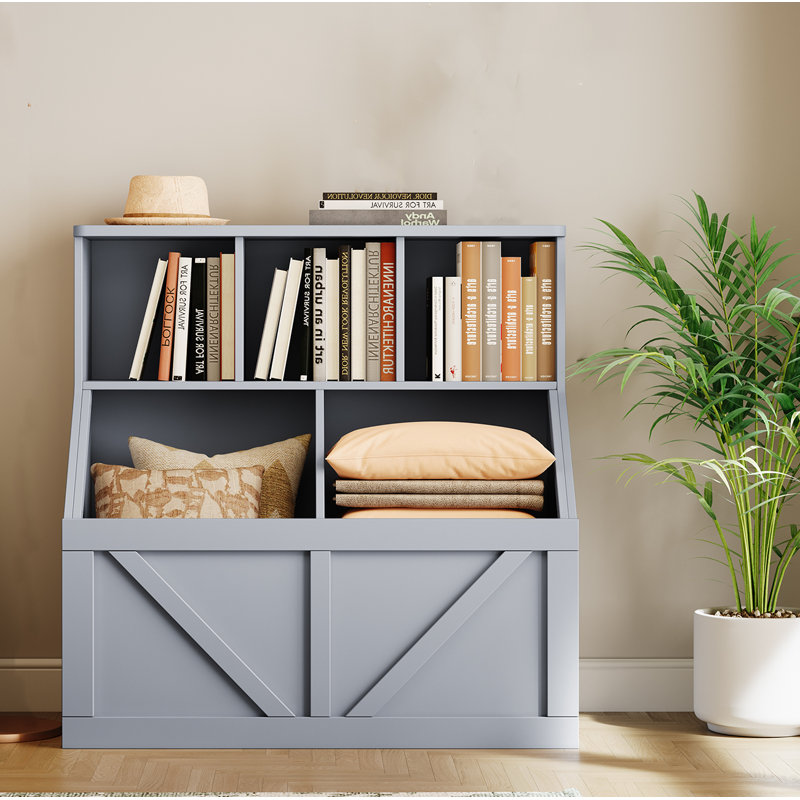 91.4cm H x 88.9cm W Toy Storage Bookcase, Grey