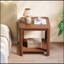 Tables de bout d'angle arrondies avec pieds à grain ondulé vertical pour le salon, la chambre à coucher et le bureau à domicile (ensemble de 2)