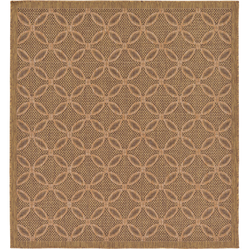 Tapis intérieur / extérieur brun clair Macrae, Carré 6 pi 1 po