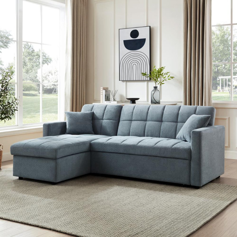 Harriet 3 Seater Sofa Bed, Blue Linen