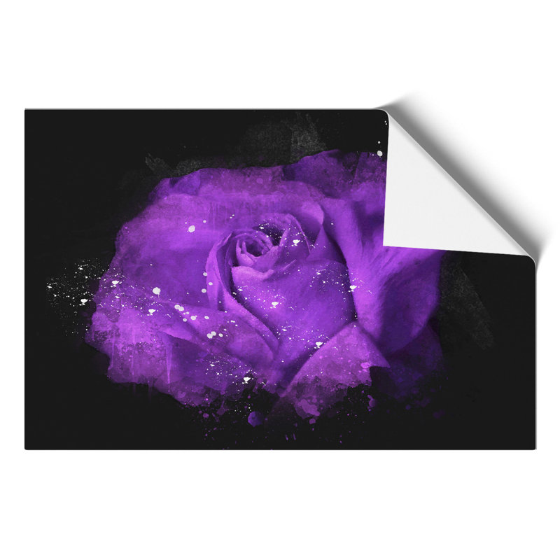 Purple Rose Flower Paint Splash - Frameless Print, 30cm H x 42cm W x 0.1cm D