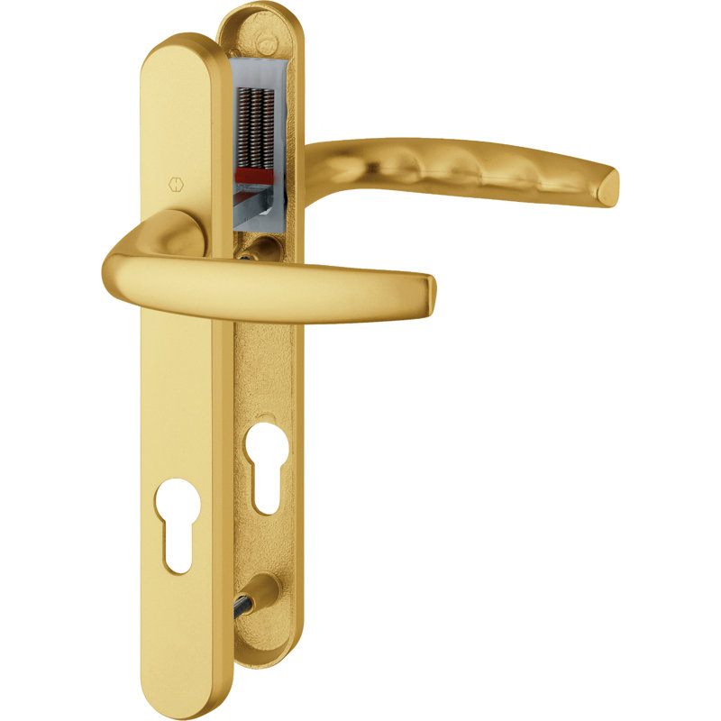 Keyed Right Hand Door Handle, Aluminium Gold