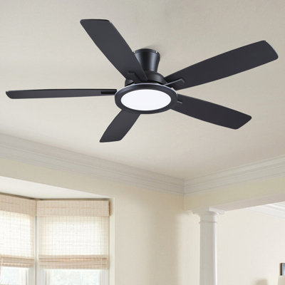 Ventilateur de plafond encastré moderne de 52 po avec lumières et télécommande, réversible et 5 pales à double face
