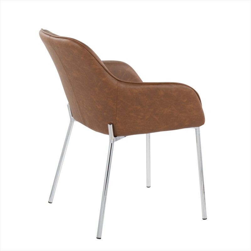 Ensemble de 2 chaises d'appoint modernes avec revêtement en similicuir et structure en métal, pour la salle à manger, Beige