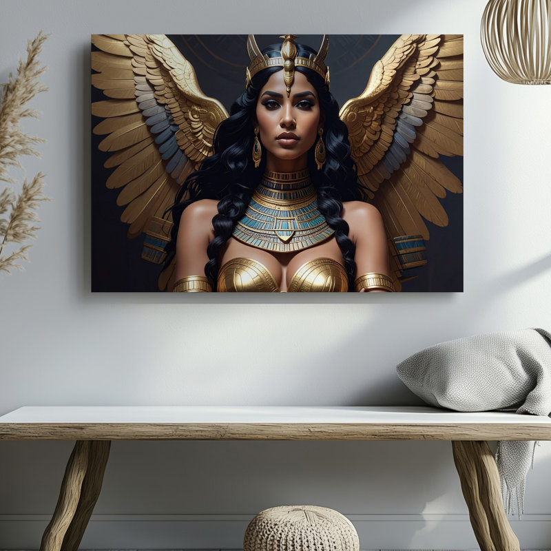 Art mural sur toile, déesse ailée dorée, Warrior Queen, H 30 po x l 40 po
