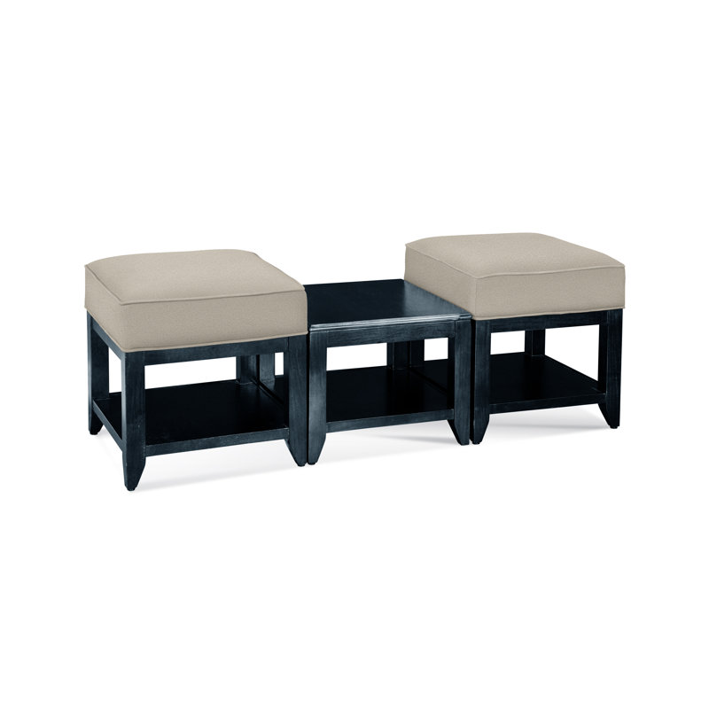 Elements Upholstered Cube Ottoman, Antique Black, Beige Performance Fabric; 0851-73