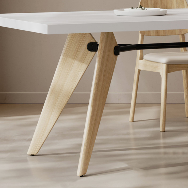 Ensemble de table de salle à manger en bois massif blanc, H 29,53 po x L 62,99 po x l 31,5 po
