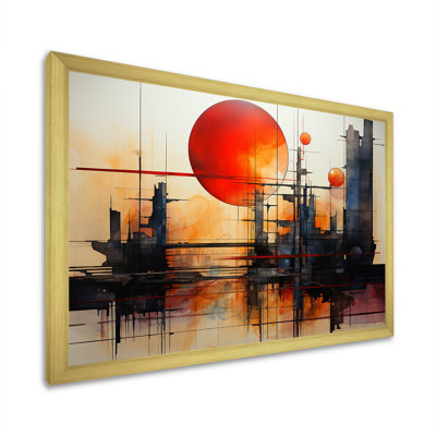 «Industrial Landscape Scarlet Shift - Bâtiments et paysages urbains», reproduction d'art sur toile