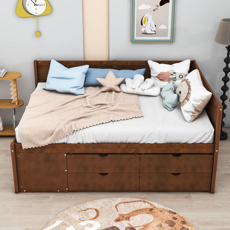 Lit de jour en bois Nagako, Double, Noyer