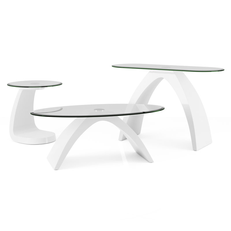 Ensemble de tables basses configurables 3 pièces Manraj, Blanc