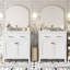 Ensemble de meuble-lavabo moderne 60 po blanc avec lavabos doubles (séparés), lavabos doubles en céramique, tablette réglable, portes à fermeture en douceur et tiroir rabattable - Solution de salle de bain moderne pour salles de bain spacieuses-1676470562