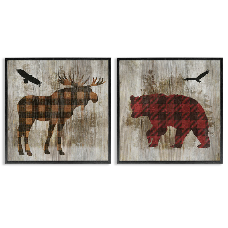 Woodland Creatures, H 12 po x l 24 po, Giclée encadrée noir minuit