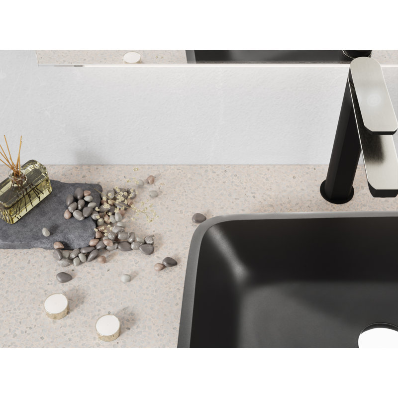 ANZZI Innovio 13'' Glass Rectangular Bathroom Sink, Matte Black