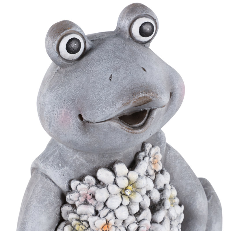 Statue de jardin grenouille florale magnésienne avec des pétales détaillés pour la maison ou l'extérieur