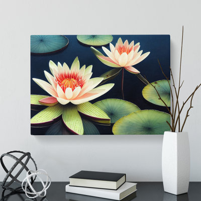 Compelling Water Lily Flowers - Wrapped Canvas