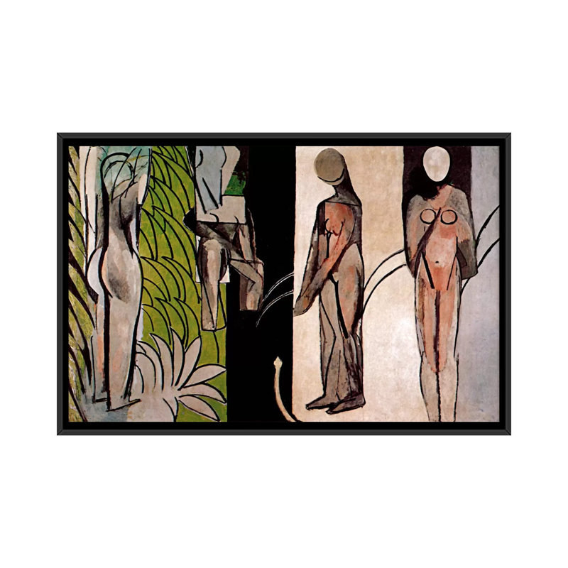 «Bathers by a River» par Henri Matisse - reproduction, Toile avec cadre noir, H 32 po x l 48 po x P 1,5 po