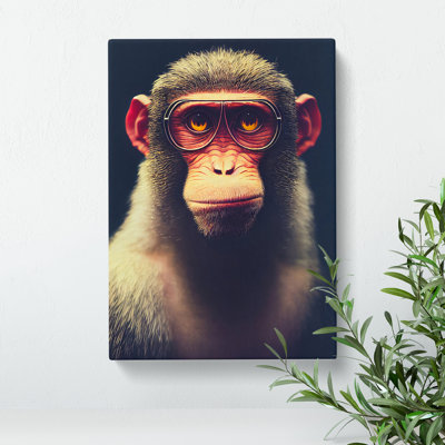 A Monkey In Glasses No.4 - Wrapped Canvas