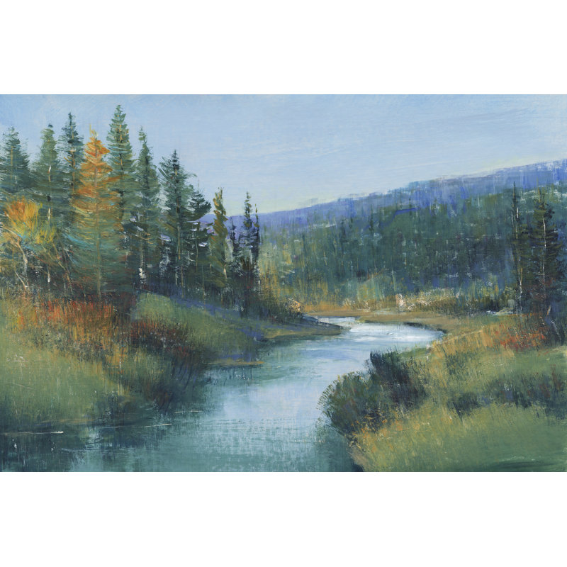 «Trout Stream I» par Timothy O 'Toole - peinture sur toile tendue, H 32 po x l 48 po, Toile tendue, Non