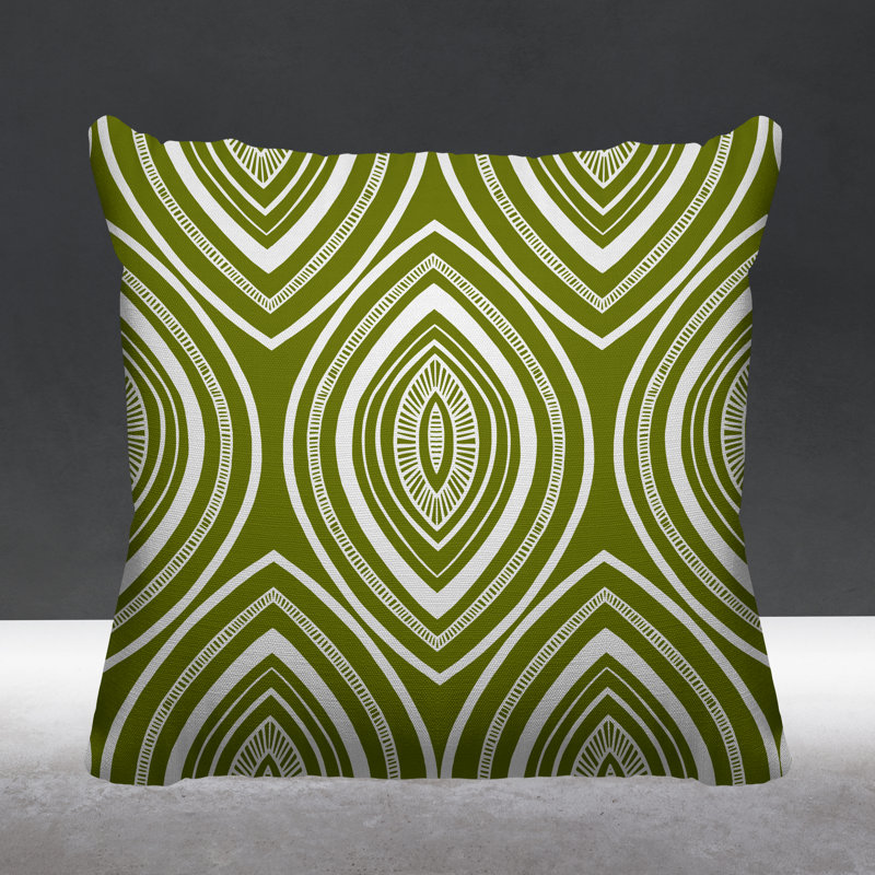 Gateson Abstract Outdoor Reversible Throw Pillow, 17" x 17", Chartreuse, Square