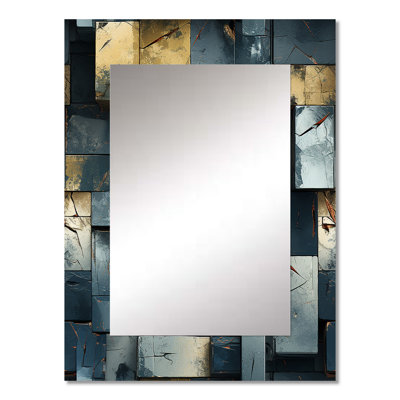 Industrial Concrete Wall Illusion - Brick  Wall Mirror, Graphic Print Decorative Mirror, Printed Metal Art