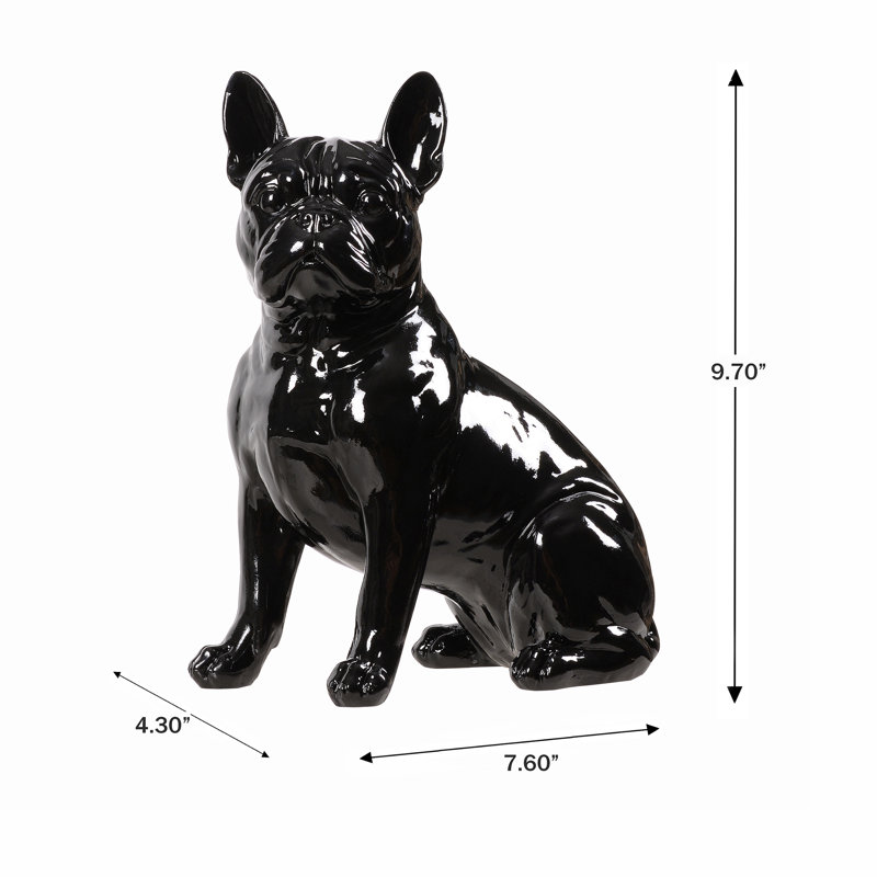 10" H French Bulldog Statue Home Decor Indoor Use Only, Black