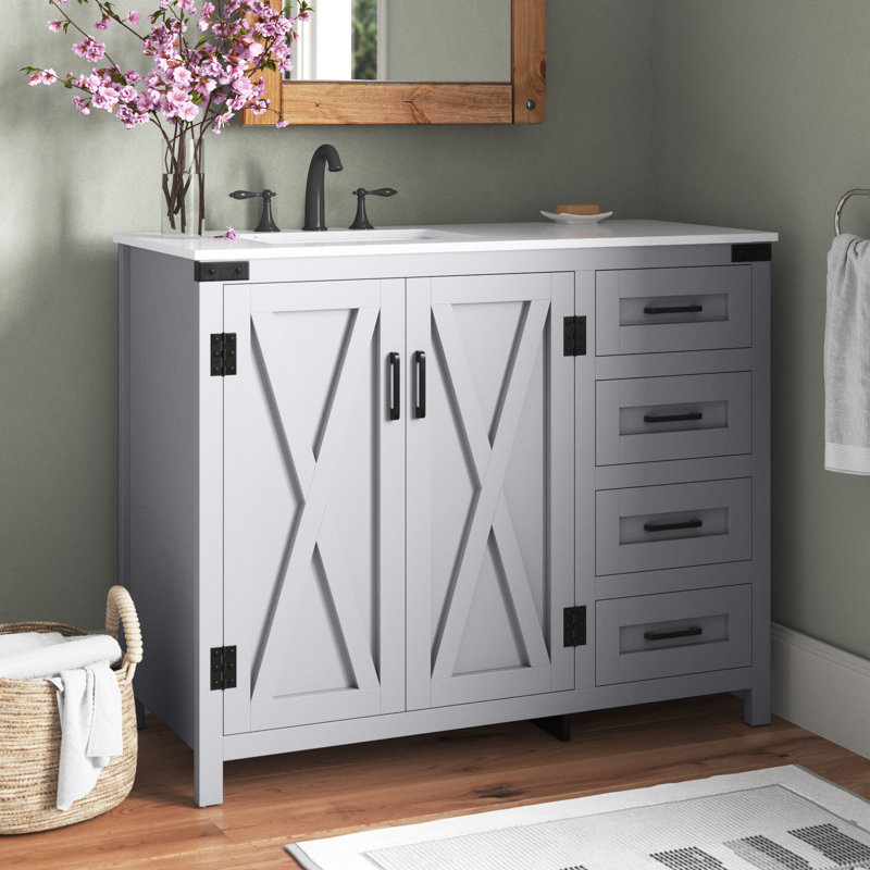 Ensemble de meuble-lavabo simple 42 po Slayton, gris