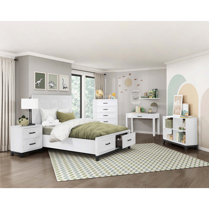 Mobilier en bois blanc avec bibliothèque à 6 tablettes