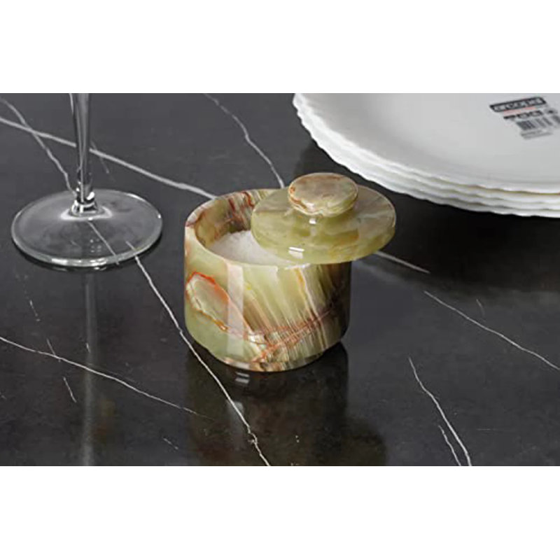 Handmade Marble Salt Sellar Set Of 2 Lidded