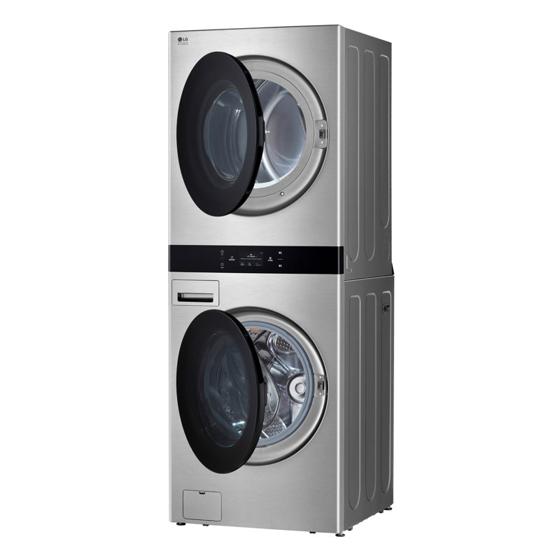 Lg Studio Washtower Smart Front Load 5.0 Cu. Ft. Washer And 7.4 Cu. Ft. Dryer With Center Control, Gray, Electric