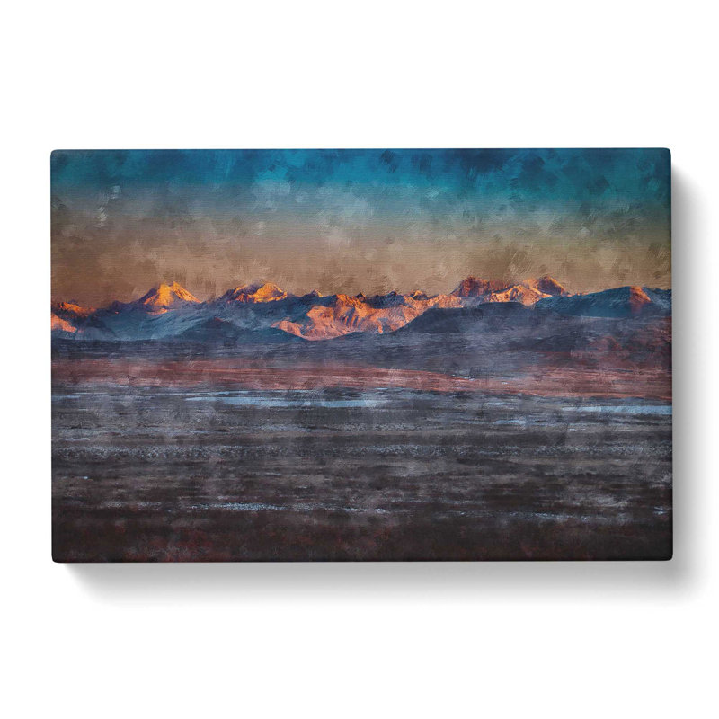 Alaskan Mountains At Dusk - Wrapped Canvas Painting, 40cm H x 60cm W x 3cm D
