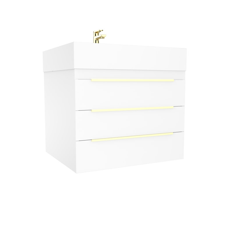 Meuble-lavabo mural de style transitionnel avec tiroirs 24 po Ivanees Blossom
