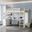 Lit mezzanine en bois avec armoire et bibliothèque, grand lit mezzanine avec garde-robe et bureau pour enfants, blanc