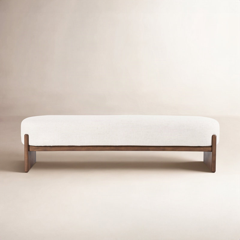 Banc rembourré Gusman Luxardo, H 20,5 po x l 75,5 po x P 20,5 po, Mélange de polyester crème Alcala
