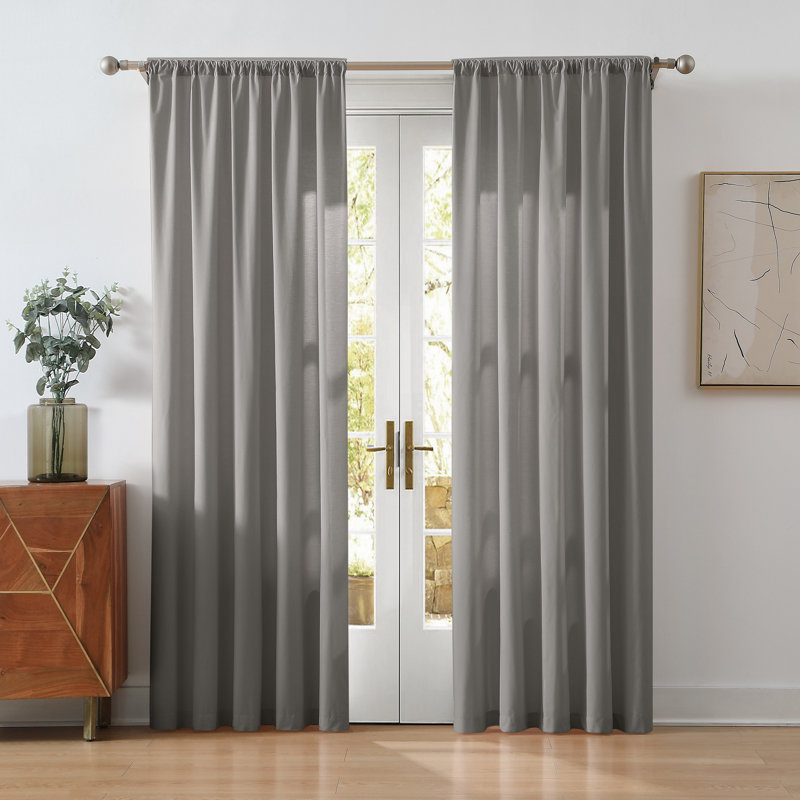 Paire de rideaux en coton Canale, L 50 po x L 84 po, Gris