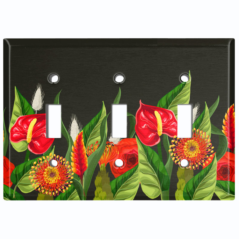 Plaque murale à interrupteur 3 lumières Lily Flower