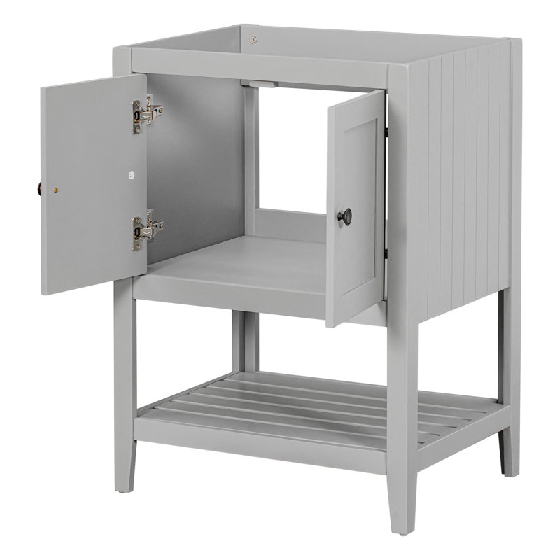 Base de meuble-lavabo de salle de bain seulement, structure en bois massif, armoire de rangement avec portes