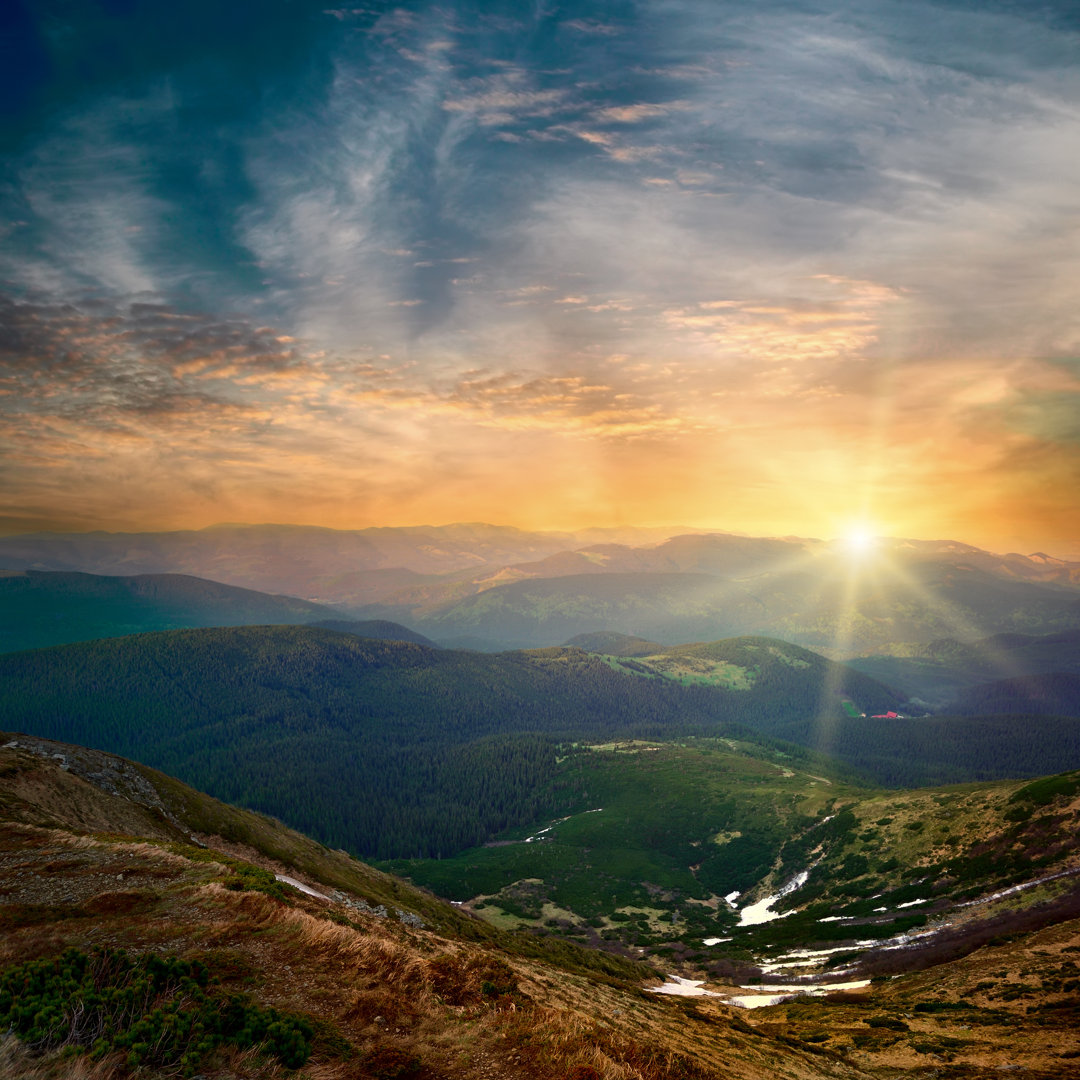 Leinwandbild Majestätischer Bergsonnenuntergang