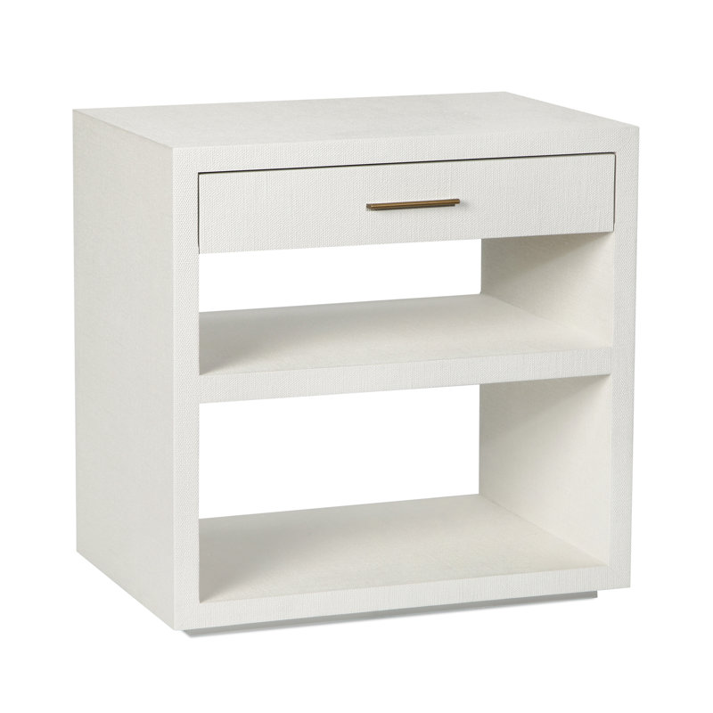 Livia 1 - Drawer Solid Wood Nightstand, Natural White/Antique Brass